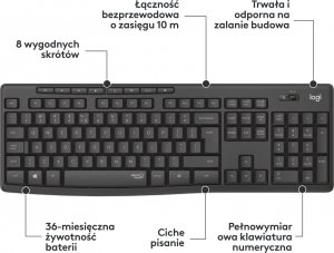 Klawiatura + mysz Logitech MK295 Silent Wireless Combo (920-009800) 5