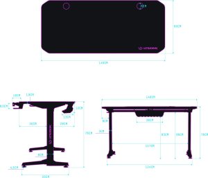 Biurko Ultradesk Frag Niebieskie 140 cmx60 cm 6