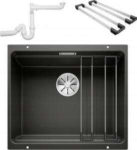 Zlewozmywak Blanco Etagon 500-U Silgranit czarny z korkiem InFino, szyny (525887) 3