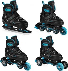 Rolki Spokey Quattro 4w1 z wymienną płozą regulowane czarne r. 34-37 2