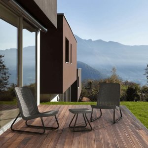 Keter Meble na patio, 3-częściowy zestaw Rio, grafitowy 2