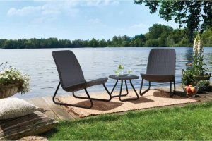 Keter Meble na patio, 3-częściowy zestaw Rio, grafitowy 3