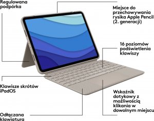 Logitech Combo Touch for iPad Pro 11-inch (1st, 2nd, 3rd and 4th gen) - SAND - US (920-010256) 7