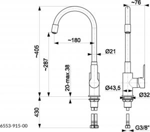 Bateria kuchenna KFA Rumba stojąca beżowa (6553-915-51) 2
