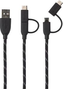 Kabel USB Boompods pleciony 2w1 - typ C+Micro USB USB 2.0 1m czarny uniwersalny 1