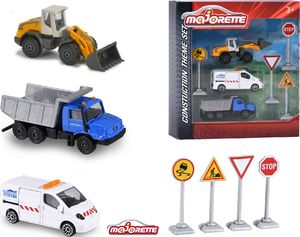 Mattel Majorette Zestaw budowlany Koparka, wywrotka, van i znaki drogowe 7
