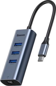 HUB USB Baseus Baseus Enjoy adapter HUB przejściówka ze złącza USB-C na 3x USB 3.0 i port RJ45 szary (CAHUB-M0G) uniwersalny 1