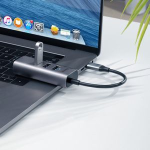 HUB USB Baseus Baseus Enjoy adapter HUB przejściówka ze złącza USB-C na 3x USB 3.0 i port RJ45 szary (CAHUB-M0G) uniwersalny 11
