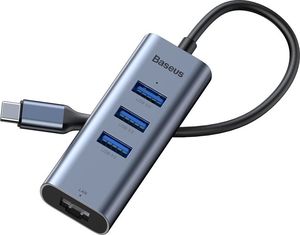 HUB USB Baseus Baseus Enjoy adapter HUB przejściówka ze złącza USB-C na 3x USB 3.0 i port RJ45 szary (CAHUB-M0G) uniwersalny 2