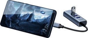 HUB USB Baseus Baseus Enjoy adapter HUB przejściówka ze złącza USB-C na 3x USB 3.0 i port RJ45 szary (CAHUB-M0G) uniwersalny 3