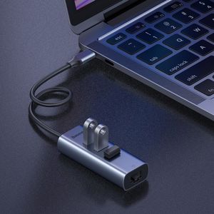 HUB USB Baseus Baseus Enjoy adapter HUB przejściówka ze złącza USB-C na 3x USB 3.0 i port RJ45 szary (CAHUB-M0G) uniwersalny 6