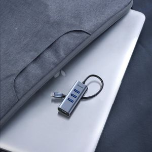 HUB USB Baseus Baseus Enjoy adapter HUB przejściówka ze złącza USB-C na 3x USB 3.0 i port RJ45 szary (CAHUB-M0G) uniwersalny 10