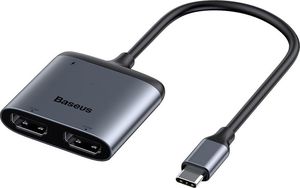 Adapter USB Baseus Baseus Enjoy adapter HUB przejściówka ze złącza USB-C na 2x HDMI + USB-C PD szary (CAHUB-I0G) uniwersalny 1