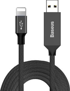 Kabel USB Baseus Artistic kabel przewód w materiałowym oplocie USB / Lightning 5M Quick Charge 3.0 QC 3.0 czarny (CALYW-M01) uniwersalny 1