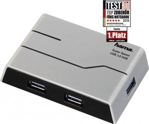 HUB USB Hama 1:4 USB 3.0 Z ZASILACZEM CZARNY/SREBRNY (398790000) 3