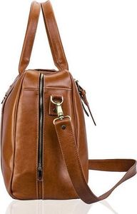 Solier Skórzana torba męska podróżna, weekendowa brązowa 4