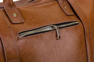 Solier Skórzana torba męska podróżna, weekendowa brązowa 6