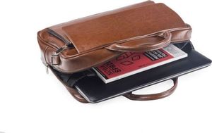 Torba Solier Skórzana torba męska na ramię, torba na laptop SOLIER brązowy vintage 4