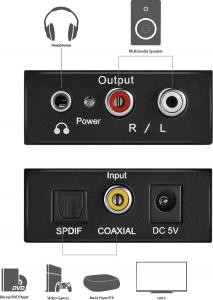 Adapter AV Mozos Toslink - RCA (Cinch) czarny (DAC01) 4