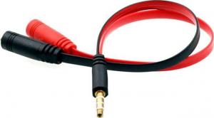 Kabel Mozos Jack 3.5mm - Jack 3.5mm x2 0.2m czerwony (ASM-1) 1