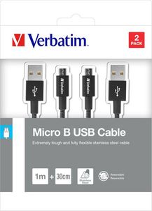 Kabel USB Verbatim USB-A - microUSB 1 m Czarny (48875) 2
