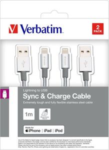 Kabel USB Verbatim USB-A - 1 m Srebrny (48872) 1