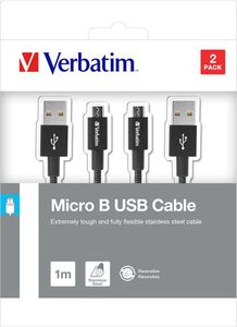 Kabel USB Verbatim USB-A - microUSB 1 m Czarny (48874) 1