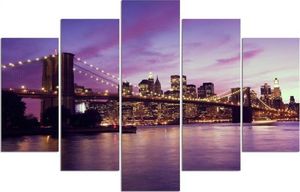 Feeby Obraz pięcioczęściowy na płótnie Canvas, pentaptyk typ A, Manhattan o zachodzie słońca 100x70 1