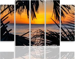 Feeby Obraz pięcioczęściowy na płótnie Canvas, pentaptyk typ B, Zachód słońca nad morzem 200x100 1