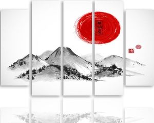 Feeby Obraz pięcioczęściowy na płótnie Canvas, pentaptyk typ B, Krajobraz Japonii 3 150x100 1