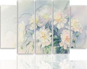 Feeby Obraz pięcioczęściowy na płótnie Canvas, pentaptyk typ B, Białe kwiaty w doniczce 300x140 1