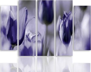 Feeby Obraz pięcioczęściowy na płótnie Canvas, pentaptyk typ B, Ultramarynowe tulipany 250x120 1