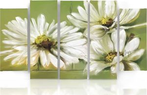Feeby Obraz pięcioczęściowy na płótnie Canvas, pentaptyk typ B, Białe kwiaty 250x120 1