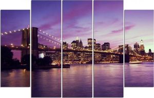Feeby Obraz pięcioczęściowy na płótnie Canvas, pentaptyk typ B, Manhattan o zachodzie słońca 150x100 1