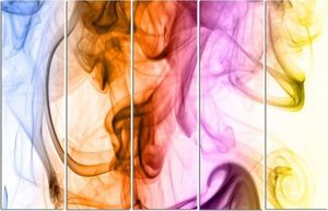 Feeby Obraz pięcioczęściowy na płótnie Canvas, pentaptyk typ C, Kolorowy dym - abstrakcja 150x100 1