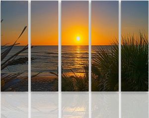 Feeby Obraz pięcioczęściowy na płótnie Canvas, pentaptyk typ C, Zachód słońca na plaży 2 150x100 1