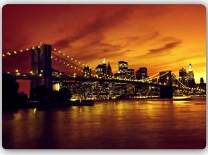 Feeby Wydruk na metalu, Brooklyn Bridge i Manhattan o zachodzie słońca 60x40 1