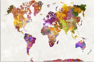 Feeby Deco Panel, Mapa świata z kolorowych plam 100x70 1