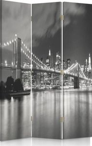 Feeby Parawan pokojowy, trzyczęściowy, jednostronny, na płótnie Canvas, Brooklyn Bridge nocą 110x150 1