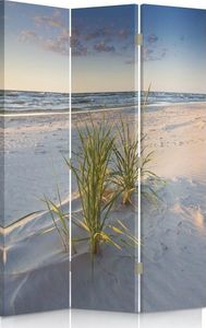 Feeby Parawan pokojowy, trzyczęściowy, jednostronny, na płótnie Canvas, Zielona trawa na plaży 110x150 1