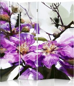 Feeby Parawan pokojowy, czteroczęściowy, na płótnie Canvas, Fioletowy kwiat 2 145x150 1
