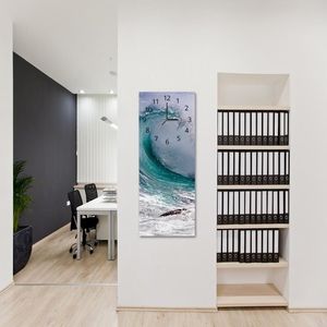 Feeby Obraz z zegarem, wysoka fala 25x65 3