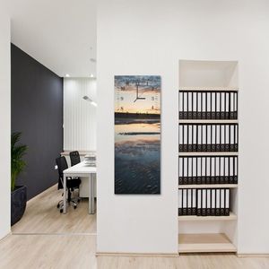 Feeby Obraz z zegarem, zalana plaża 25x65 3