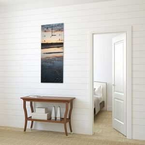 Feeby Obraz z zegarem, zalana plaża 25x65 4