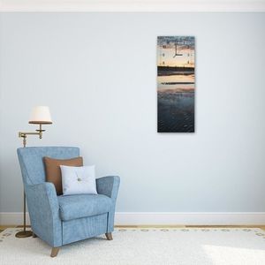 Feeby Obraz z zegarem, zalana plaża 25x65 5