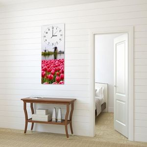 Feeby Obraz z zegarem, holenderski krajobraz 25x65 3