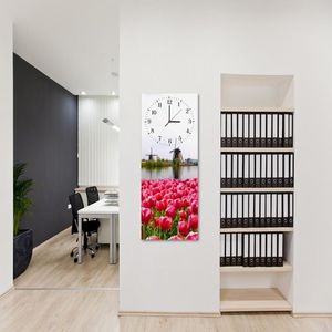 Feeby Obraz z zegarem, holenderski krajobraz 25x65 4