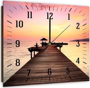 Feeby Obraz z zegarem, pomost o zachodzie słońca 6 30x30 2