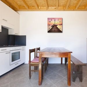 Feeby Obraz z zegarem, pomost o zachodzie słońca 6 30x30 3