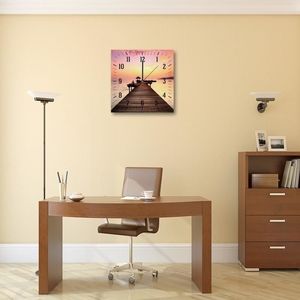 Feeby Obraz z zegarem, pomost o zachodzie słońca 6 30x30 5